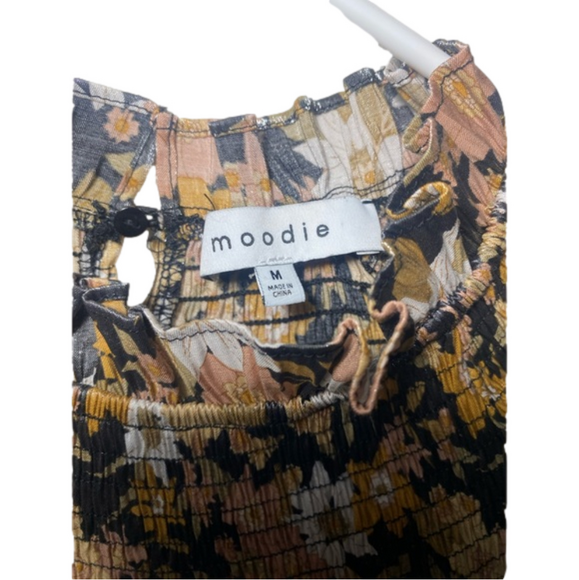 Moodie Floral Smocked Blouse Size Medium - Picture 6 of 7